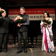 Philip Glass,Maki Namekawa, Dennis Russell Davies und Prof.Franz Xaver Ohnesorg | Preis Klavier-Festivals Ruhr 2017, Zeche Zollverein, Halle 12, Essen | 12.07.2017