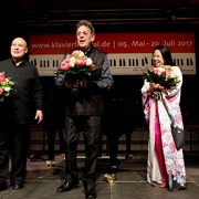 Philip Glass,Maki Namekawa, Dennis Russell Davies und Prof.Franz Xaver Ohnesorg | Preis Klavier-Festivals Ruhr 2017, Zeche Zollverein, Halle 12, Essen | 12.07.2017