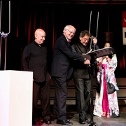 Philip Glass,Maki Namekawa, Dennis Russell Davies und Prof.Franz Xaver Ohnesorg | Preis Klavier-Festivals Ruhr 2017, Zeche Zollverein, Halle 12, Essen | 12.07.2017