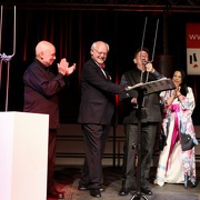 Philip Glass,Maki Namekawa, Dennis Russell Davies und Prof.Franz Xaver Ohnesorg | Preis Klavier-Festivals Ruhr 2017, Zeche Zollverein, Halle 12, Essen | 12.07.2017