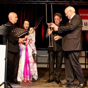 Philip Glass,Maki Namekawa, Dennis Russell Davies und Prof.Franz Xaver Ohnesorg | Preis Klavier-Festivals Ruhr 2017, Zeche Zollverein, Halle 12, Essen | 12.07.2017